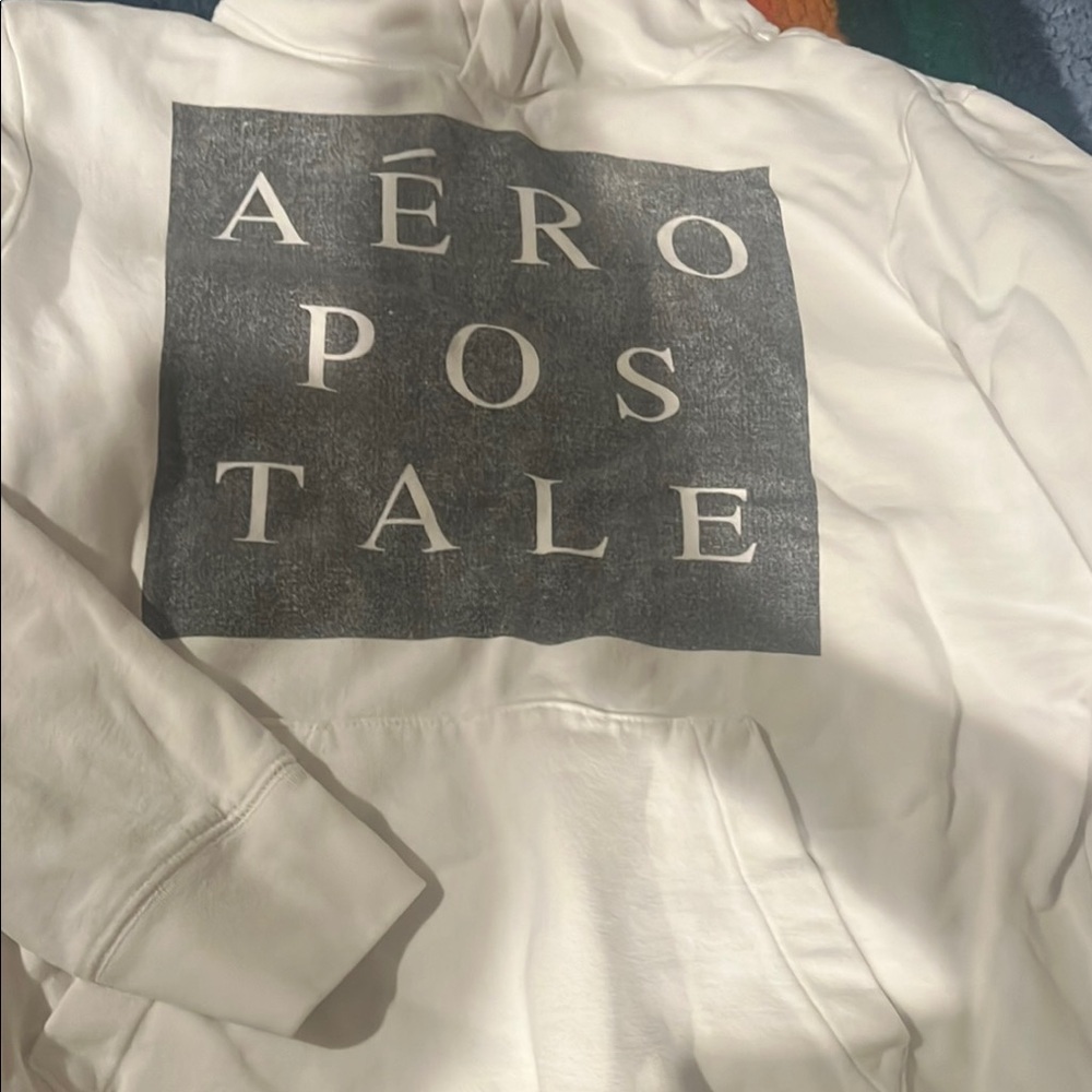 Aeropostale White Hoodie with Black Logo